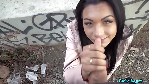 Sexy young chick masturbates with her boyfriend