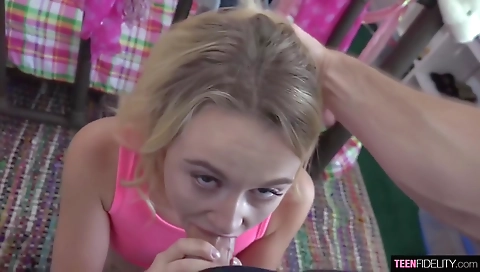 Blonde slut gets fucked by her boyfriend