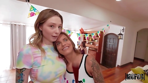 Christina and dildo getting screwed by foot girls