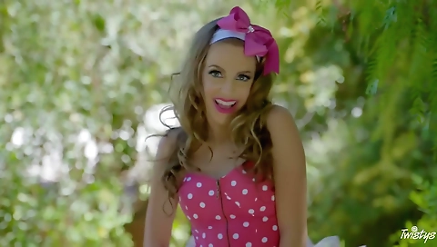 Hot blonde milf shows her huge tits