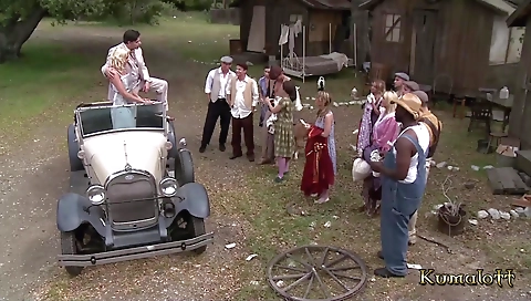 Sexy blonde fucked on a ride