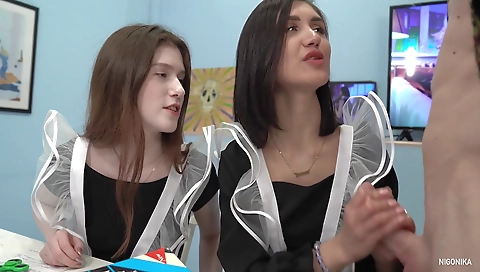 Sexy brunette take seinec explode drills for you